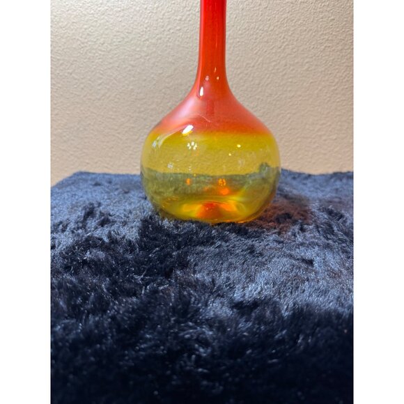 Blenko Glass Tangerine Amberina Bottle Neck Vase  Decanter 11.5" Tall - Picture 2 of 6